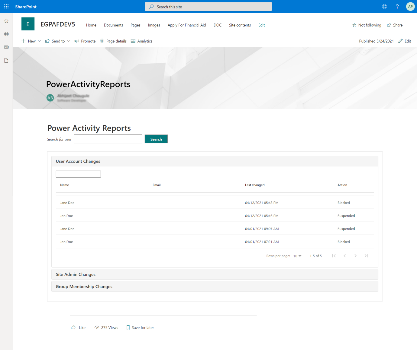 Power Activity Reports