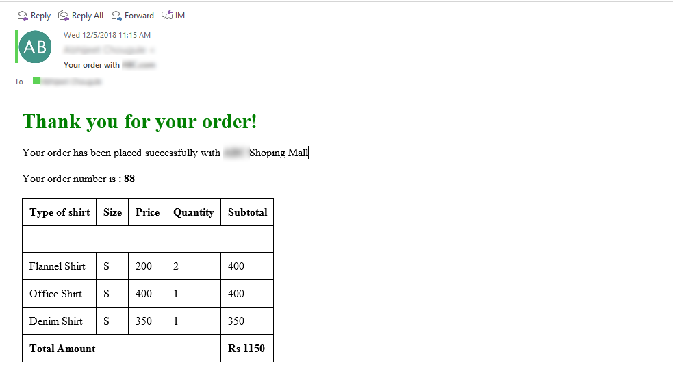 Email Order